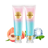 Two Niacinamide Whitening Toothpaste tubes with peach flavor – front view