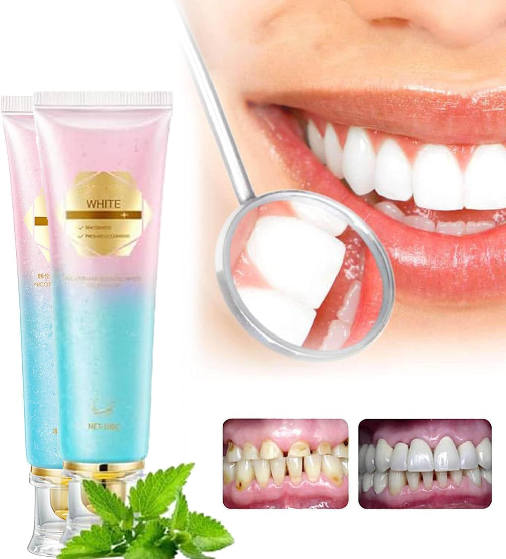 Two toothpaste tubes showing product labeling