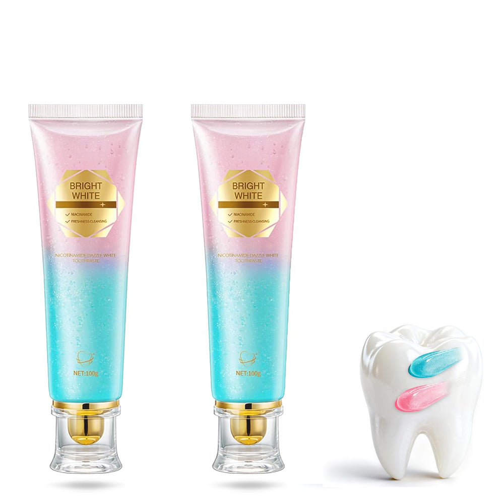 Toothpaste tube featuring Niacinamide whitening formula