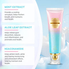 Illustration highlighting whitening, enamel protection, and Niacinamide
