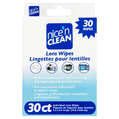 Nice 'N Clean 30 Lens Wipes - Pre-moistened, Non-Scratching, Anti-Fog