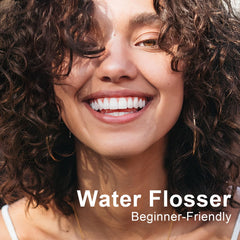 Shower-safe water flosser in bathroom setting