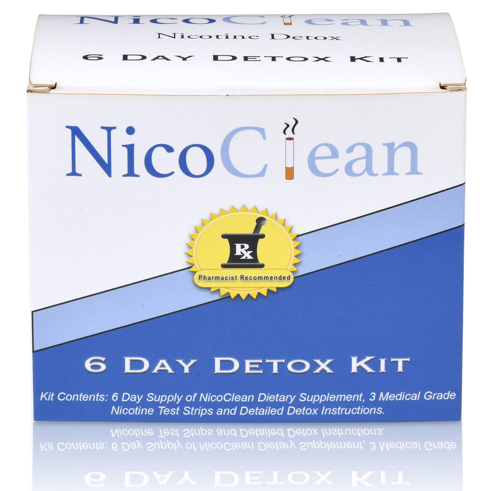 NICOCLEAN 6 Day Detox packaging—clear at-home cleansing kit for daily wellness.