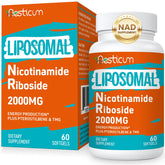 Bottle of 2000 mg Nicotinamide Riboside Liposomal NAD+ booster with TMG and Trans-Pterostilbene