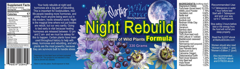 Night Rebuild packaging and branding