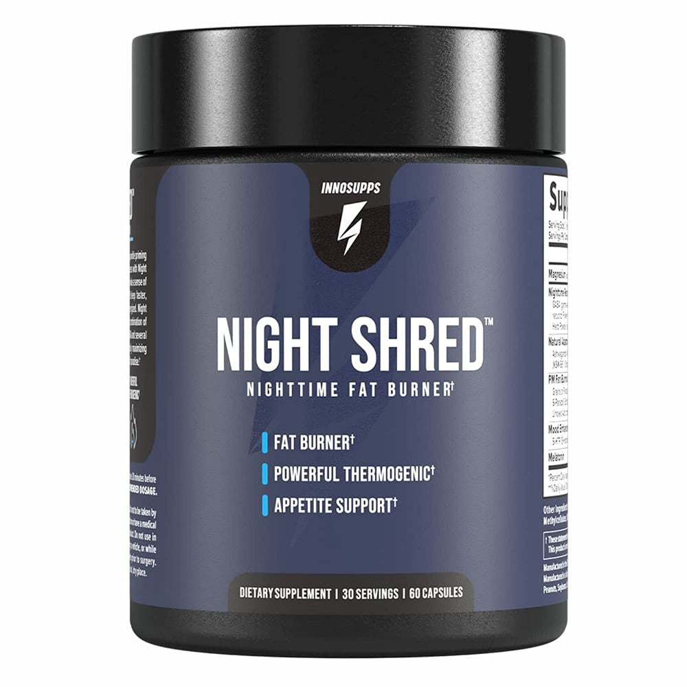 Night Shred Fat Burner bottle label - front view