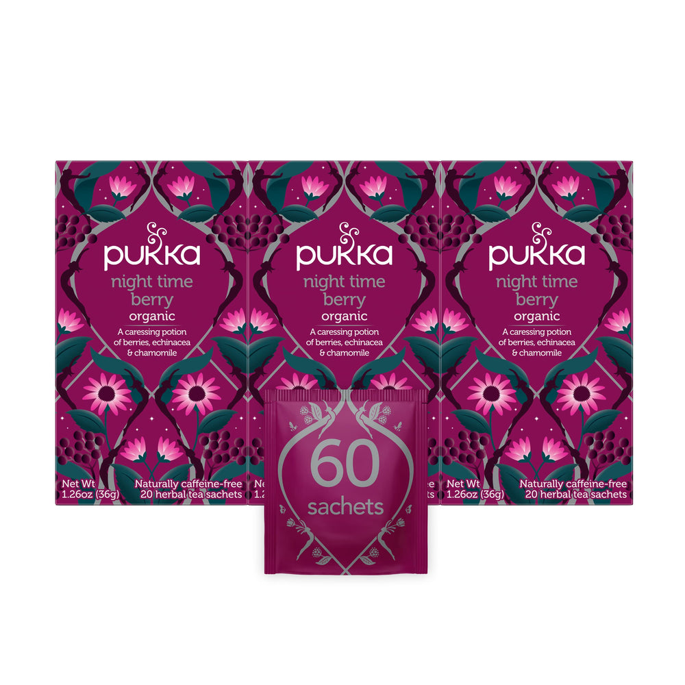 Pukka Night Time Berry Organic Tea packaging box