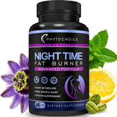 Hero image showing Night Time Fat Burner bottle with 60 capsules