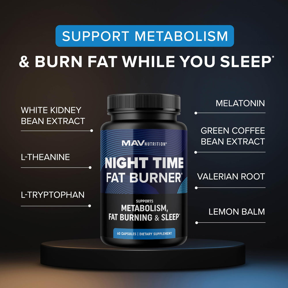 Close-up of Night Time Fat Burner bottle label