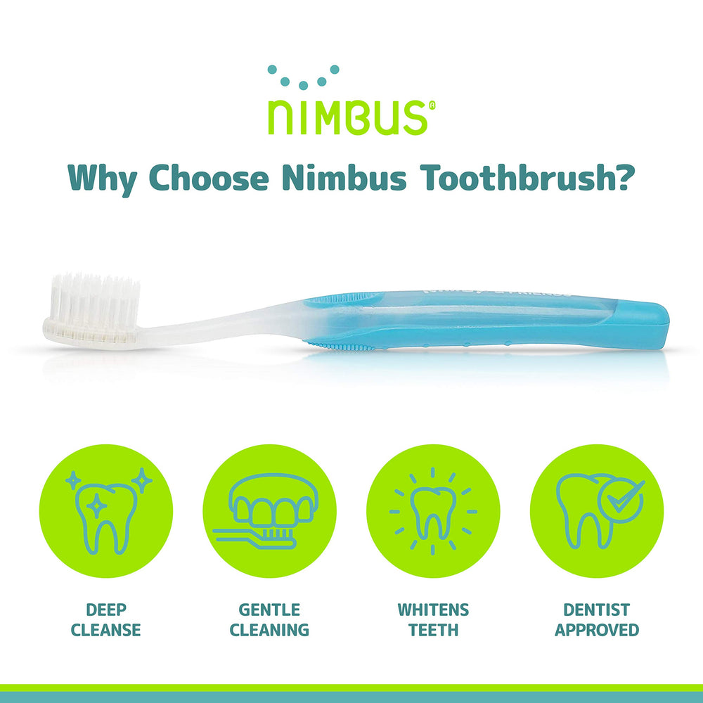Child brushing with Nimbus Nimby toothbrush designed for sensitive gums.