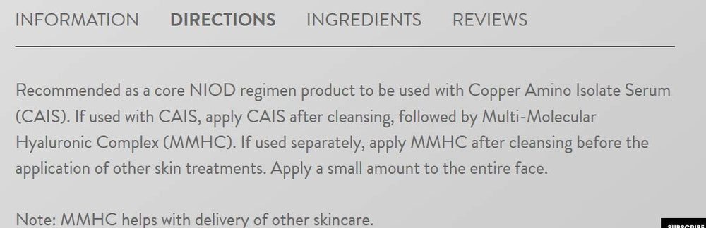 Applying NIOD Multi-Molecular Hyaluronic Complex on skin