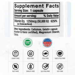 Label shows once-weekly dose of 1250 mcg (50,000 IU)