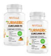 NIVELLE Turmeric Curcumin bottle with 120 capsules on a clean background