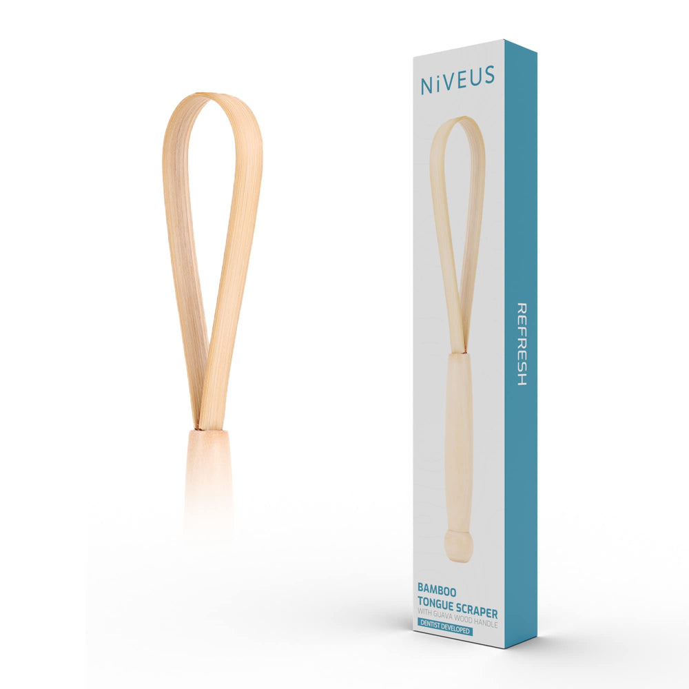 NIVEUS Bamboo Tongue Scraper with wide bamboo scraping head
