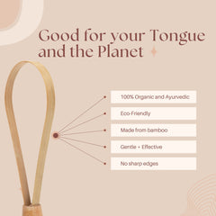Close-up of natural bamboo tongue scraper surface