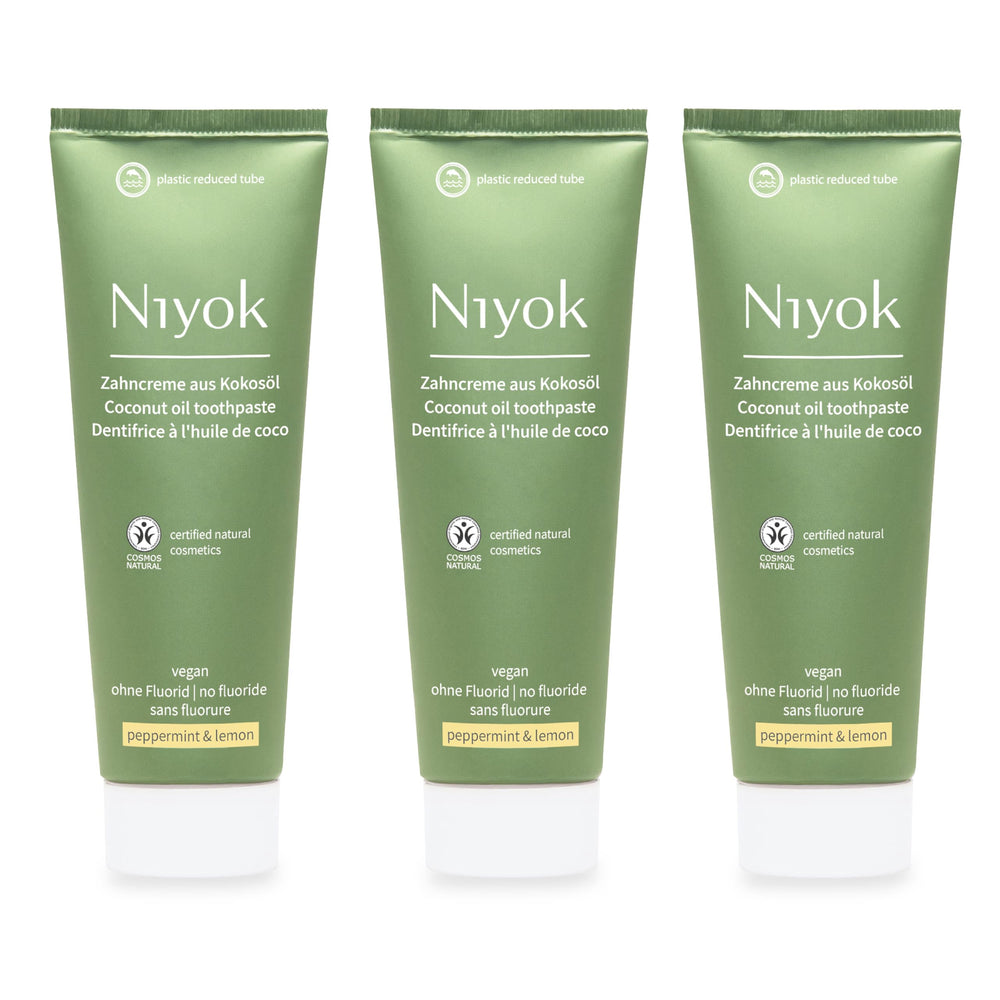 Niyok Fluoride-Free Coconut Oil Toothpaste 75 ml tube in Peppermint Lemon flavor