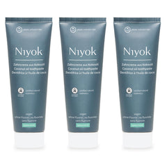 Niyok Fluoride-Free Coconut Oil Toothpaste Spearmint 75 ml 3-Pack packaging