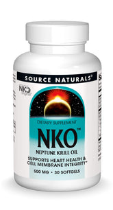 Front view of Source Naturals NKO Neptune Krill Oil 500mg 30 Softgels