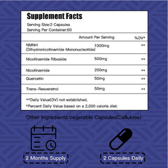 Packaging with NMNH bottle and 120 capsules