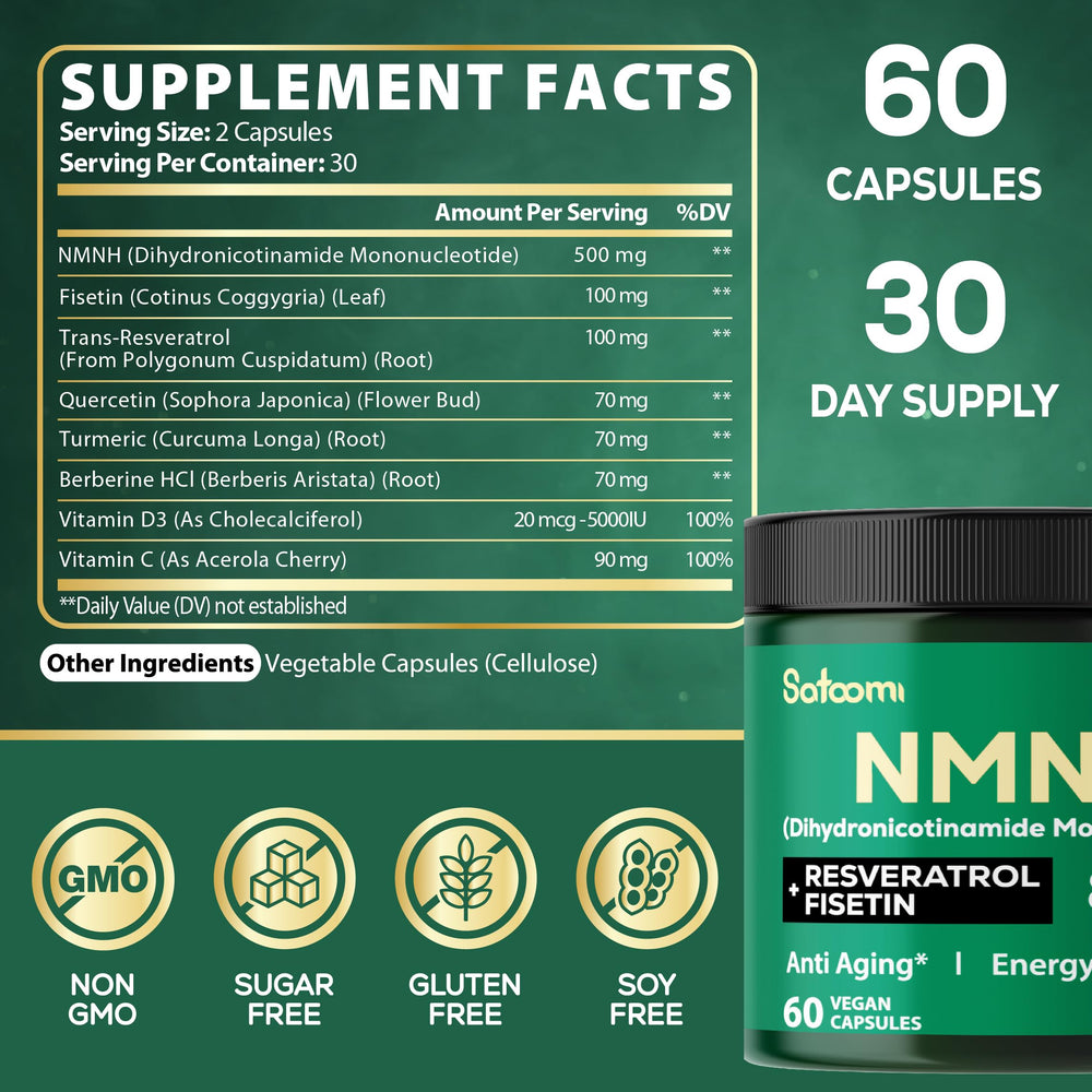 Close-up of NMNH NMN supplement bottle label