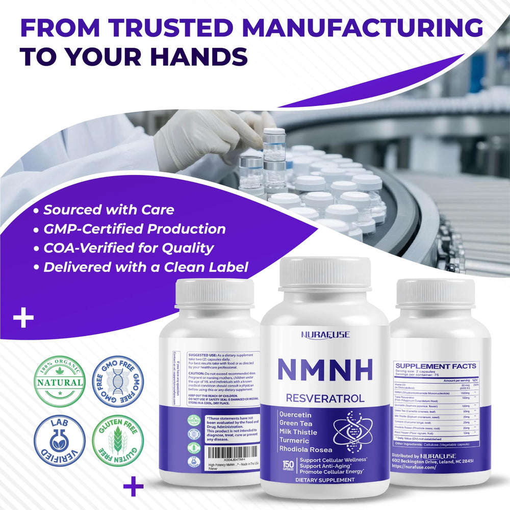 Lifestyle image of NMNH bottle in modern kitchen