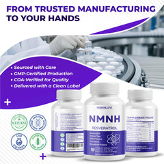 Lifestyle image of NMNH bottle in modern kitchen