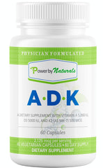 No artificial additives on the ADK vitamin supplement packaging.