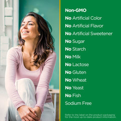 Badge indicating no GMOs, gluten, sugar or artificial flavors