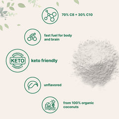 No GMOs, no fillers and no additives label on MCT powder