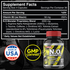 Supplement facts and ingredients close-up