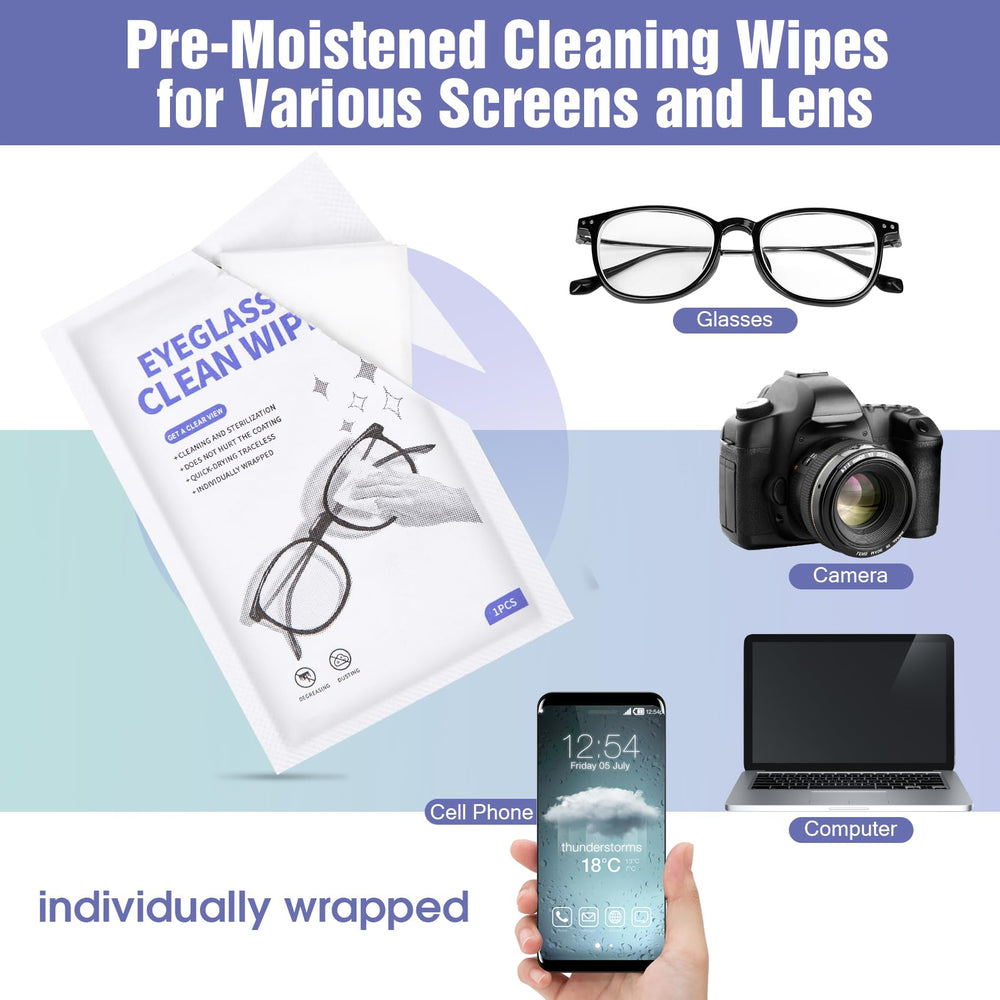 No rinse required glasses cleaner wipe in use