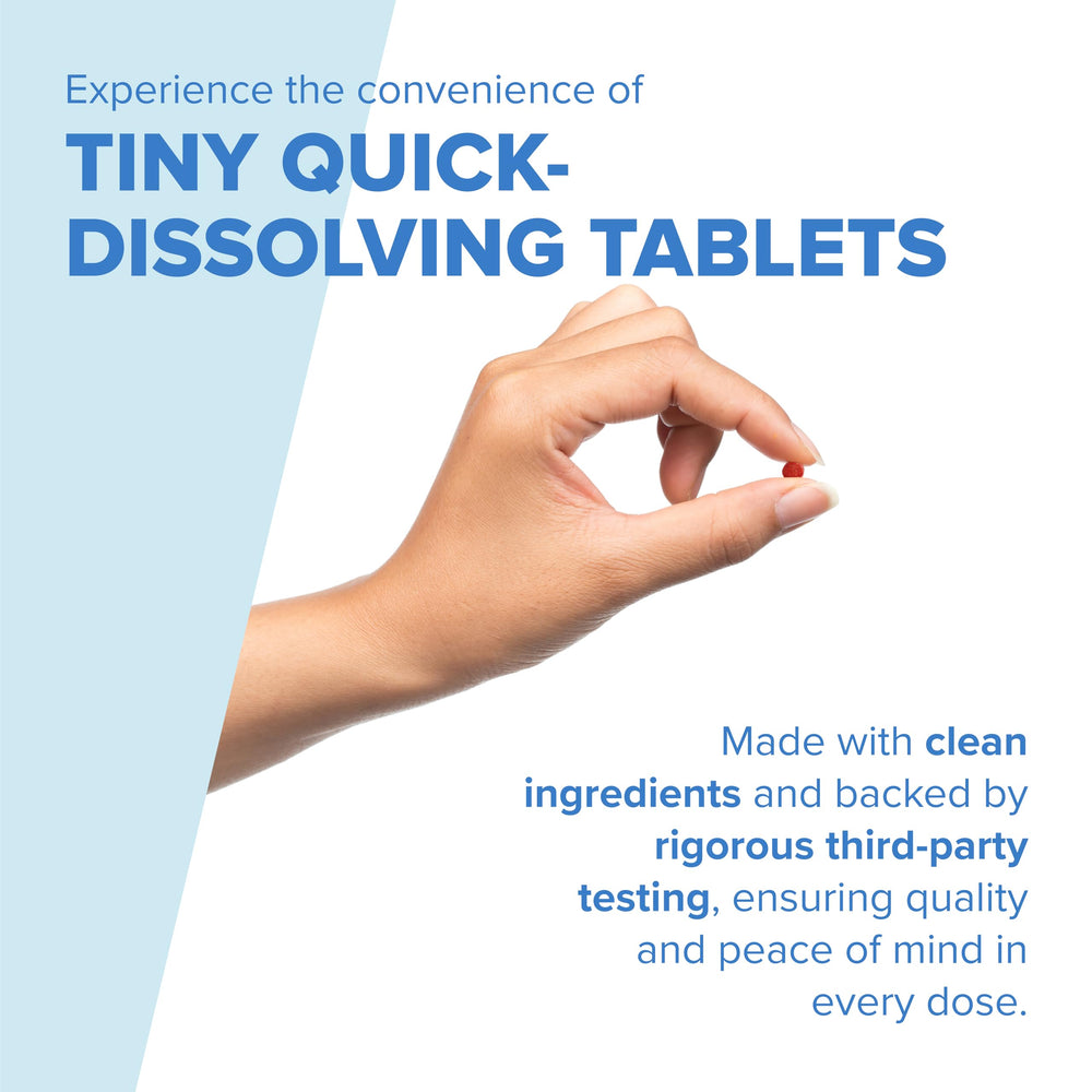 Sublingual tablets side view showing small dissolving tablets