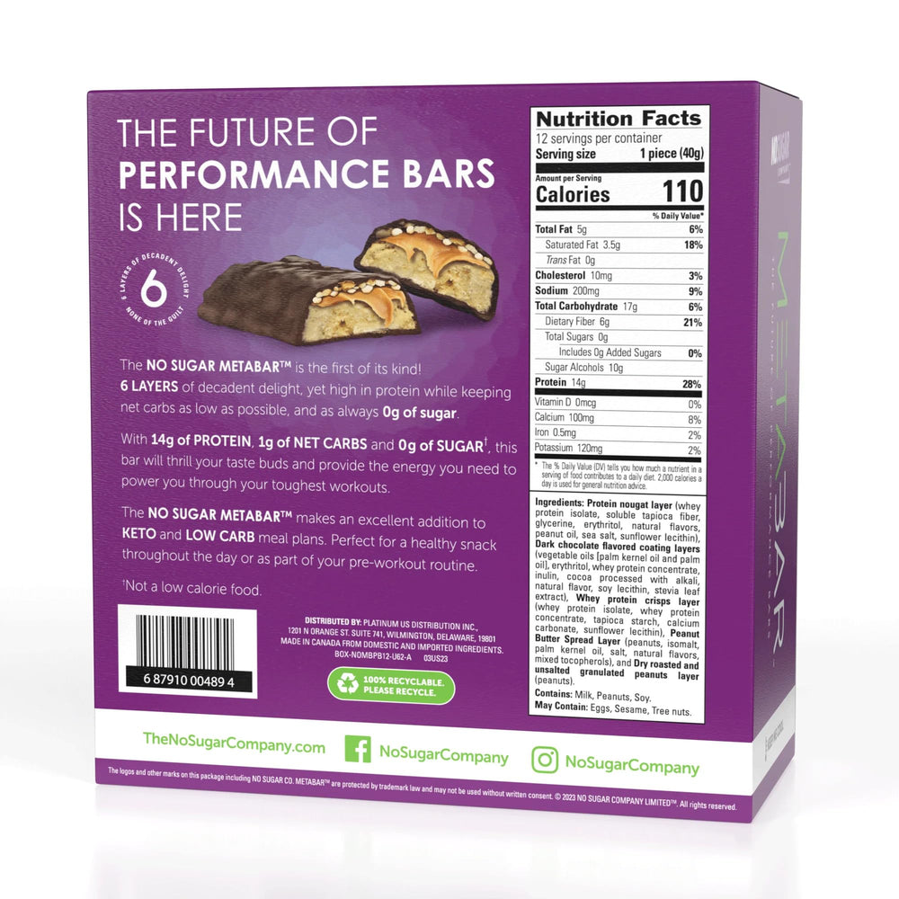 No Sugar META BAR six-layer decadent texture promises a satisfying bite between meals