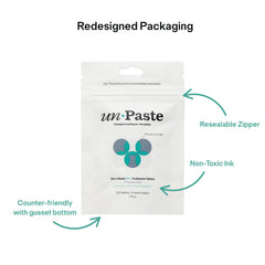 Label indicating no xylitol, no SLS, no microplastics