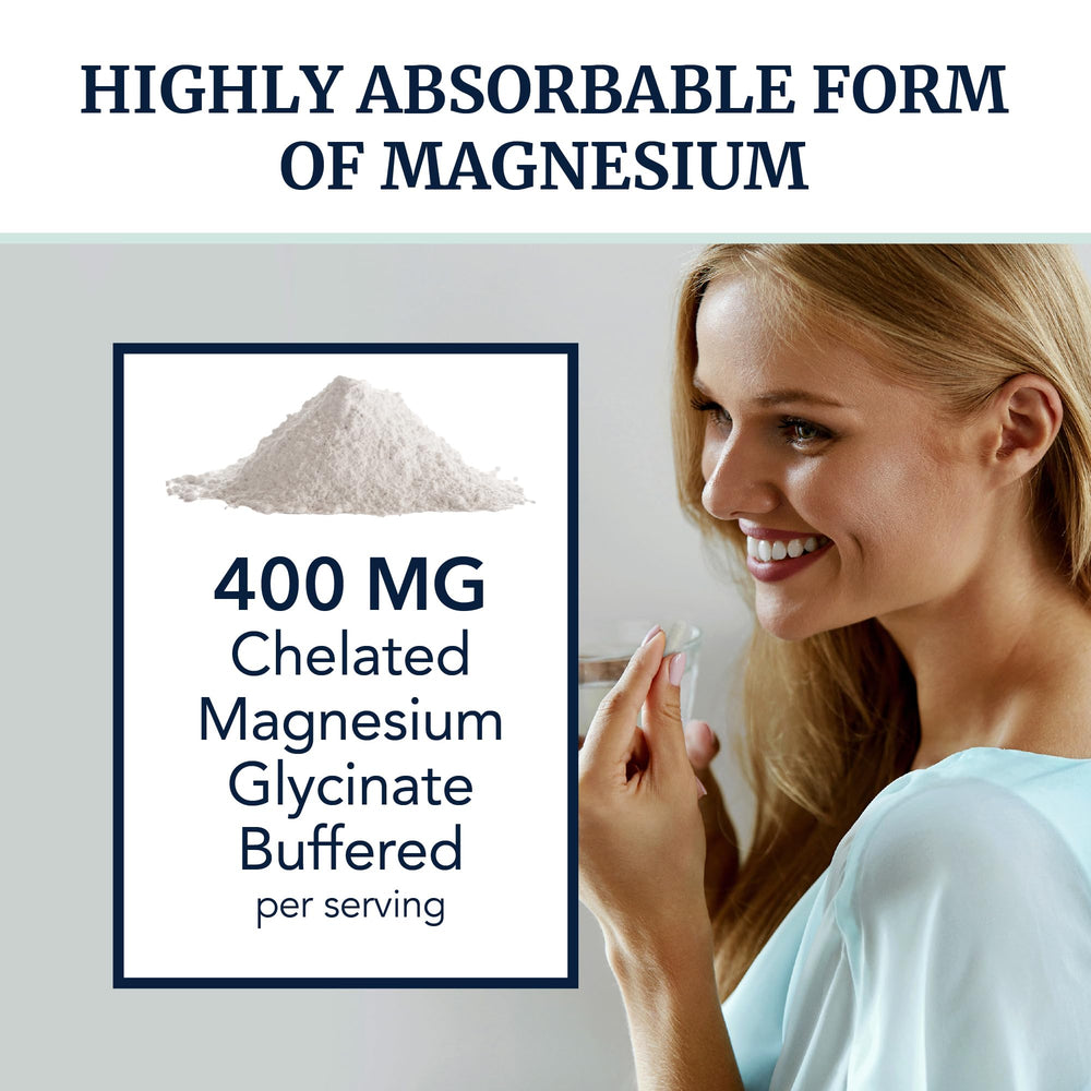 Nobi Nutrition magnesium glycinate capsules with easy-swallow design for comfortable daily use.