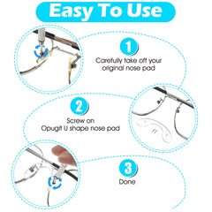 Nose pads installed on eyeglasses showing anti-slip fit