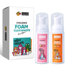 NOHOO fluoride-free foam toothpaste for kids – orange and peach, front view