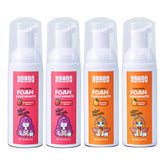 Front view of NOHOO fluoride-free foam toothpaste for kids in strawberry flavor