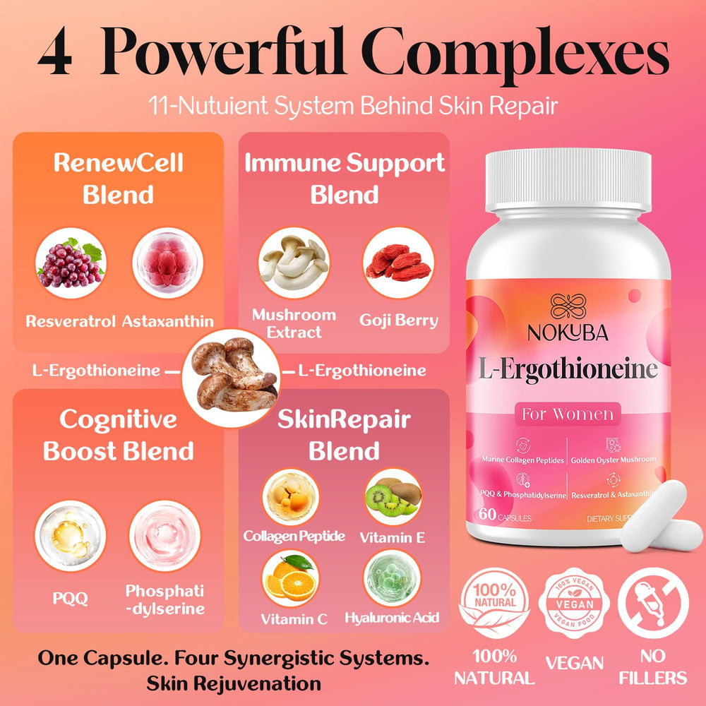 Close-up of ergothioneine and mushroom extract ingredients