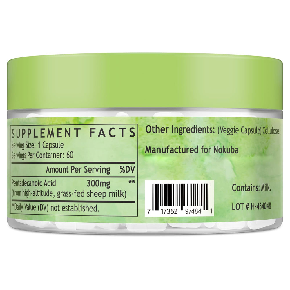 Close-up of Nokuba bottle label showing 300mg dosage