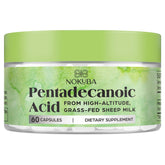 Front view of Nokuba Pentadecanoic Acid bottle with 60 capsules