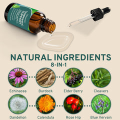 Label highlighting non-GMO and alcohol-free formula.