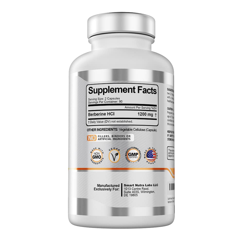 Non-GMO, gluten-free berberine capsules packaging