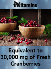 Non-GMO, gluten-free cranberry pills free from common allergens.