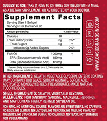 Non-GMO, gluten-free, caffeine-free Omega-3 supplement