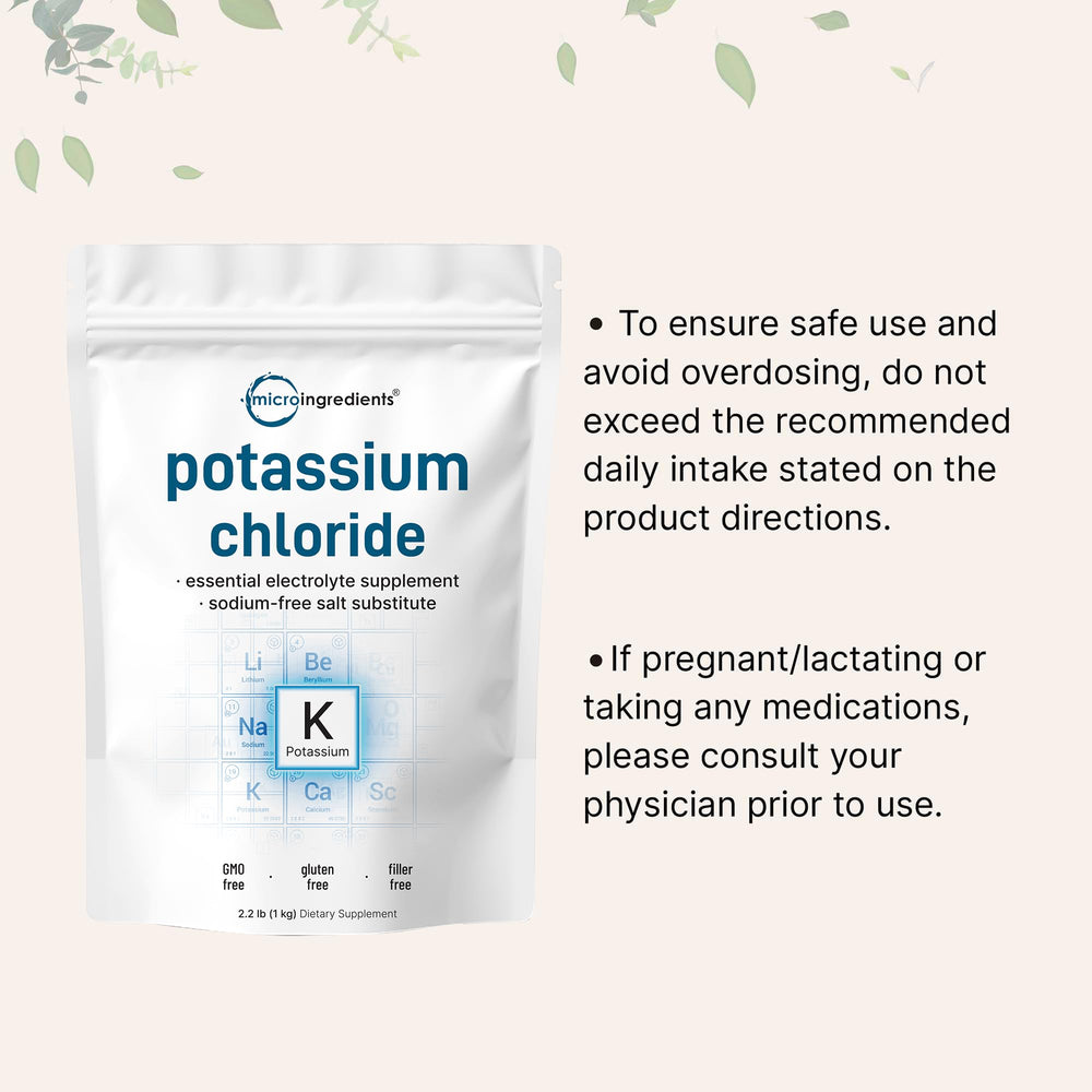 Non-GMO and gluten-free potassium chloride powder label