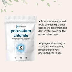 Non-GMO and gluten-free potassium chloride powder label