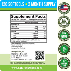 Non-GMO gluten-free omega-3 fish oil label