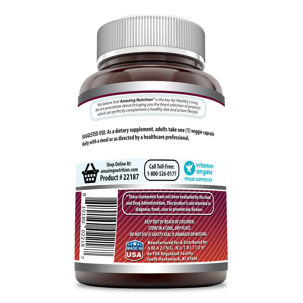 Label showing Non-GMO and Gluten Free Quercetin 500mg