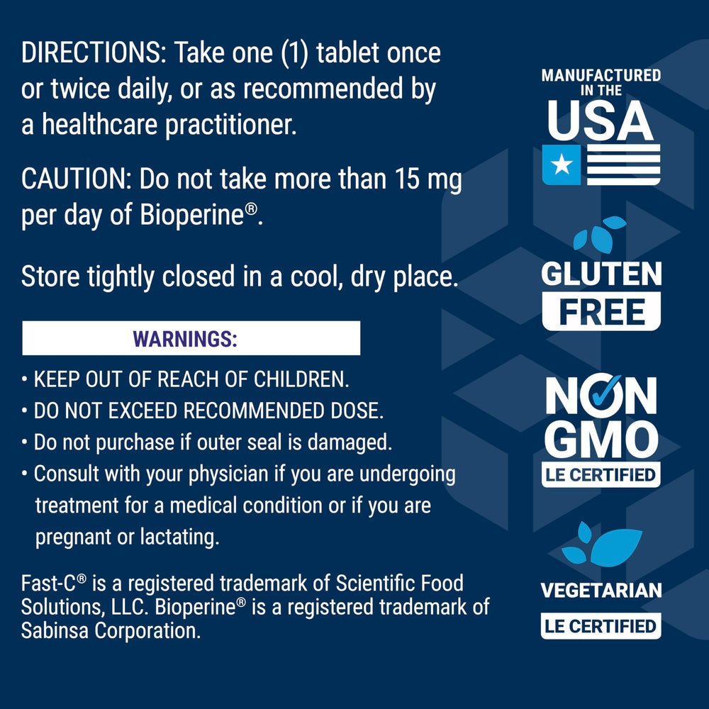 Label showing non-GMO, gluten-free, vegetarian formulation